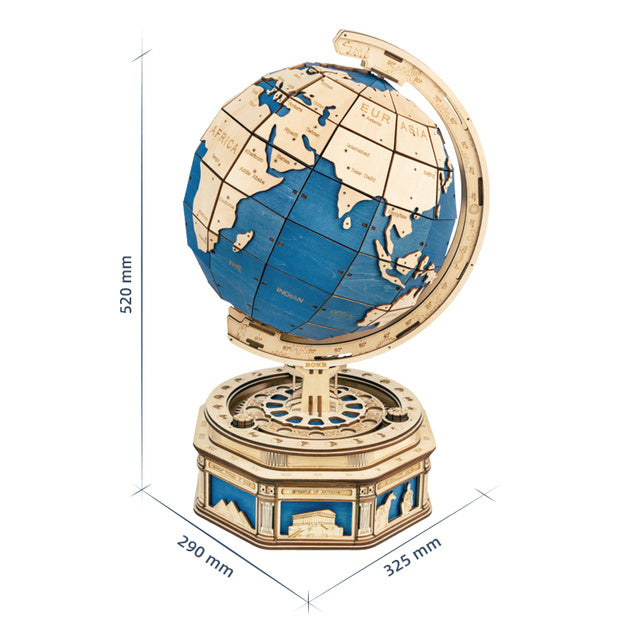 ✨ Regalo premium | Puzzle 3D Globo Terrestre – Modello in Legno da Costruire con 567 Pezzi