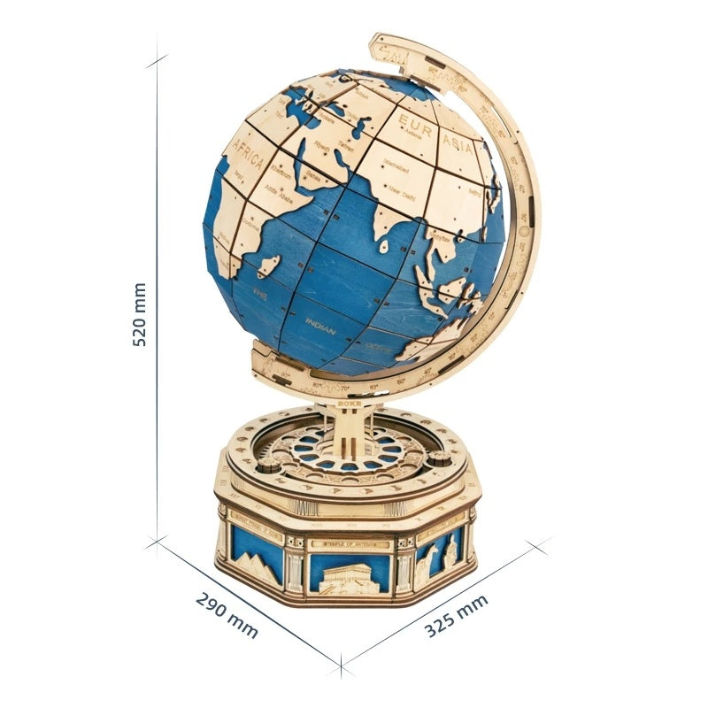 ✨ Regalo premium | Puzzle 3D Globo Terrestre – Modello in Legno da Costruire con 567 Pezzi