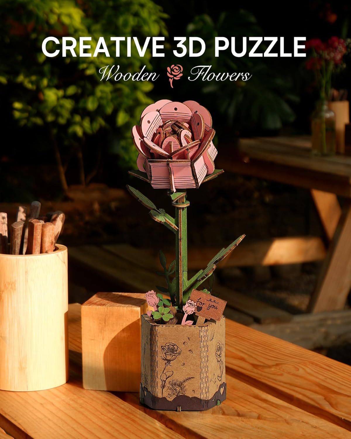 ✨ Regali premium | Fiori in Legno – Puzzle 3D Decorativo Fai-da-te per Casa e Regalo