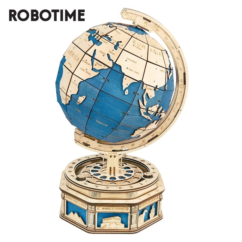 ✨ Regalo premium | Puzzle 3D Globo Terrestre – Modello in Legno da Costruire con 567 Pezzi