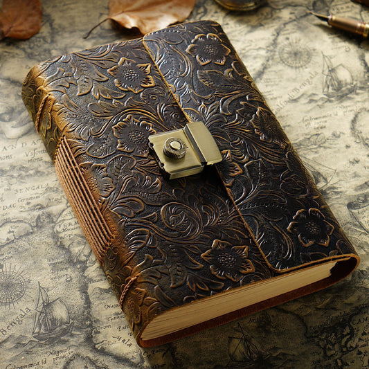 ✨ Regalo premium | Diario Vintage in Vera Pelle – Taccuino in Cuoio Ricaricabile per Appunti, Disegni e Viaggi