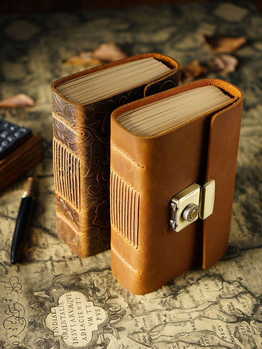 ✨ Regalo premium | Diario Vintage in Vera Pelle – Taccuino in Cuoio Ricaricabile per Appunti, Disegni e Viaggi