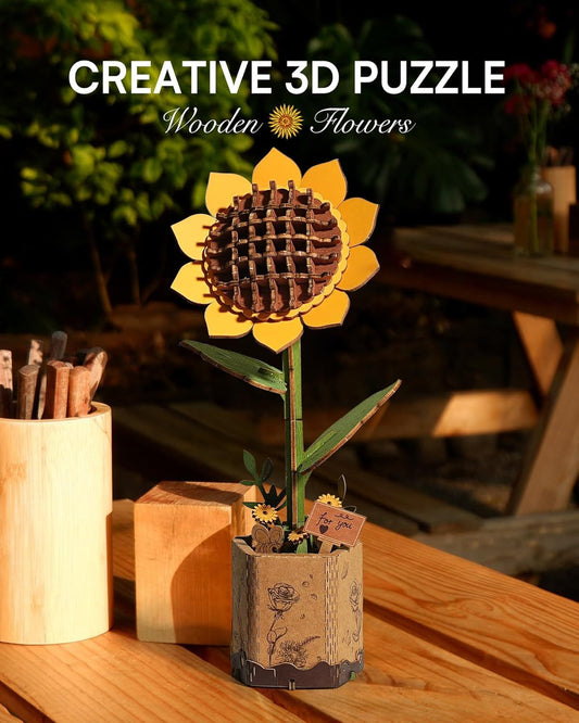 ✨ Regali premium | Bouquet di Fiori – Puzzle 3D in Legno da Costruire per Regalo o Decorazione