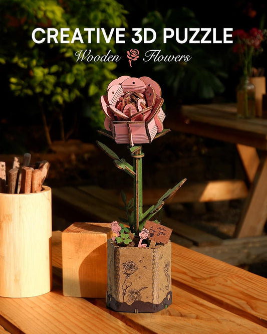 ✨ Regali premium | Fiori in Legno – Puzzle 3D Decorativo Fai-da-te per Casa e Regalo