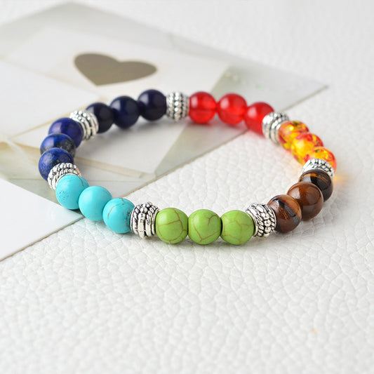 Bracciale Chakra Colorato in Pietra Naturale – Energia Positiva e Armonia per Yoga e Meditazione