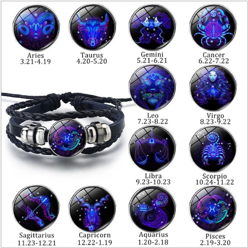 Bracciale Zodiaco Regolabile – Segno Astrale Intrecciato per Tutti
