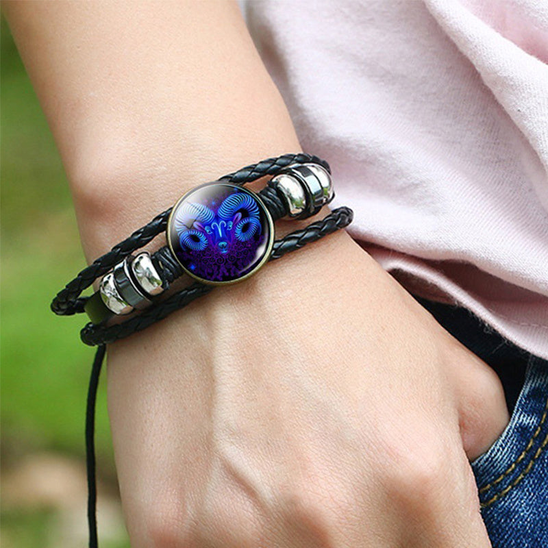 Bracciale Zodiaco Regolabile – Segno Astrale Intrecciato per Tutti