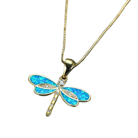 Collana Libellula con Opale Sintetico – Ciondolo Elegante per Donne Spirituali e Raffinate