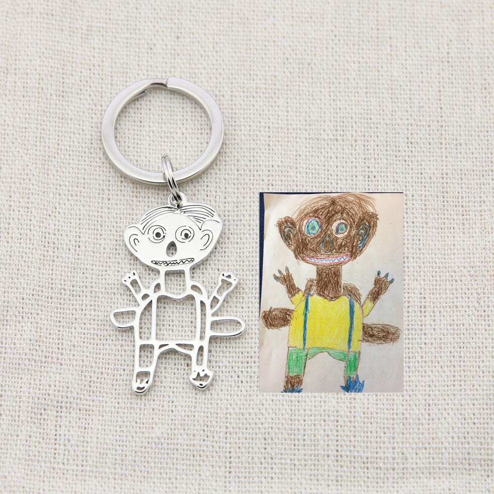 Collana Personalizzata con Disegno Bambino – Ciondolo in Acciaio Inox con Arte Infantile per Mamma o Famiglia