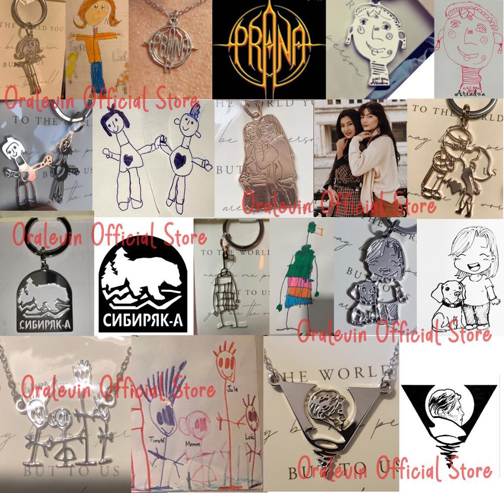 Collana Personalizzata con Disegno Bambino – Ciondolo in Acciaio Inox con Arte Infantile per Mamma o Famiglia