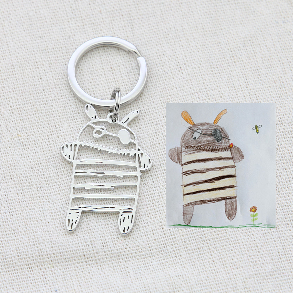 Collana Personalizzata con Disegno Bambino – Ciondolo in Acciaio Inox con Arte Infantile per Mamma o Famiglia