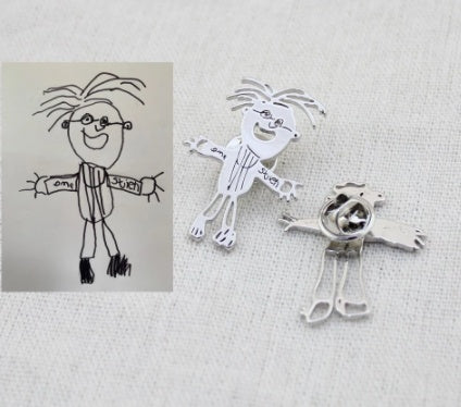 Collana Personalizzata con Disegno Bambino – Ciondolo in Acciaio Inox con Arte Infantile per Mamma o Famiglia