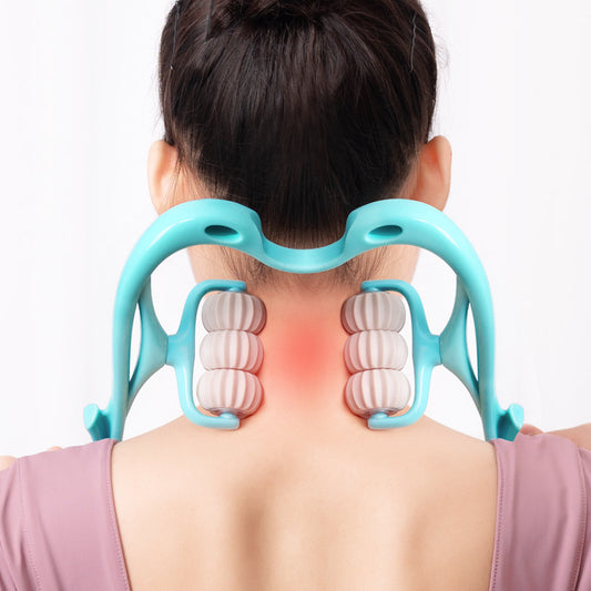Pocksy, Massaggiatore Manuale Collo a 6 Ruote – Rullo Multifunzionale per Rilassare Cervicale e Spalle