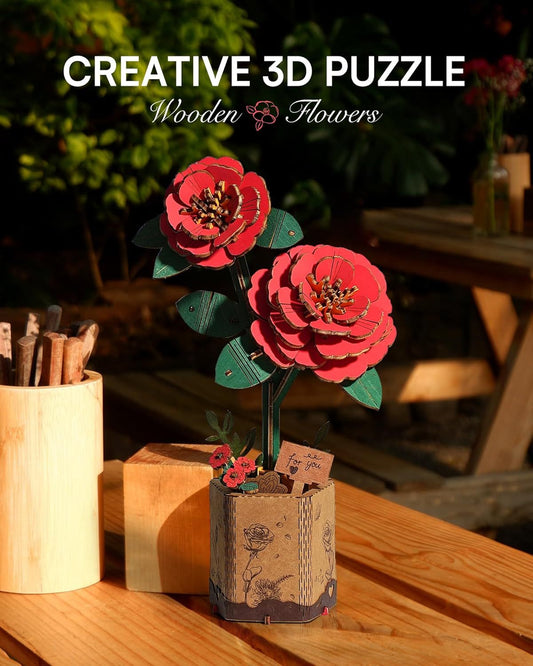✨ Regali premium | Bouquet Fai-da-te in Legno – Puzzle 3D Fiori Artificiali Decorativi da Costruire