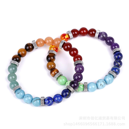 Bracciale Chakra Colorato in Pietra Naturale – Energia Positiva e Armonia per Yoga e Meditazione