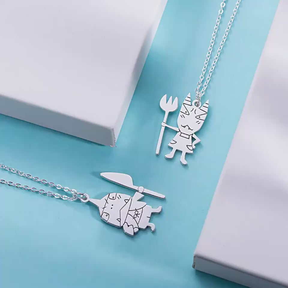 Collana Personalizzata con Disegno Bambino – Ciondolo in Acciaio Inox con Arte Infantile per Mamma o Famiglia